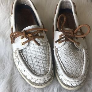 White Sperry boat shoe